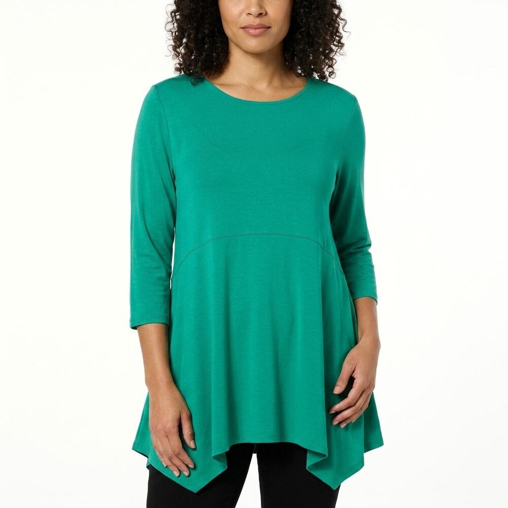 Comfy USA Rayon Blend Made in USA Green Lightweight Top Women Size M